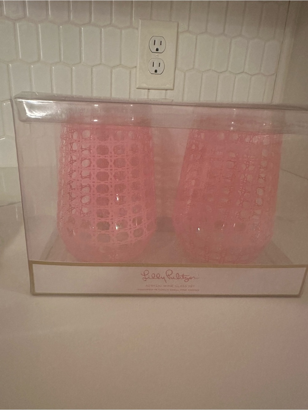 Lilly Pulitzer Pink Acrylic Wine - Set of 2